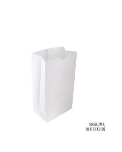 Papirpose m/ bunn, hvit. H30 cm. 200 stk.