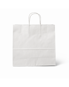 Papirpose - Stor H 36 cm. - 50 stk. Hvid med snoet håndtag