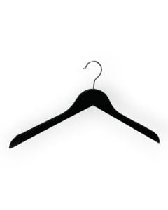 Trehenger, massiv, flat, voksen, med gummi, mat sort, krom krok, 12 mm tyk, 45 cm