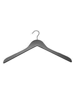 Trehenger, massiv, flat, voksen, med gummi, mat sort, sort krok, 12 mm tyk, 45 cm