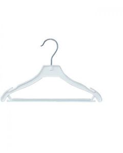 Formpresset juniorhenger i plast m/ stang og hakk. B 31 cm. - hvit