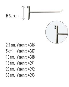 Varekrog Ø 5mm t/ gitter ( H 5,9 cm). Galvaniseret. Velg længde på kroge
