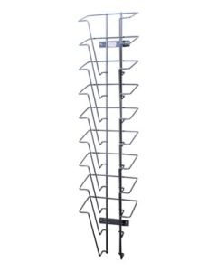 Brochureholder til vegg, A5, 9 rom, alu, 16,5 x H78 cm.