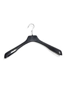 Kraftig jakkehenger, plast, sort, 45 cm, skulder 4,0 cm, pakket med 80 stk. Letveggt