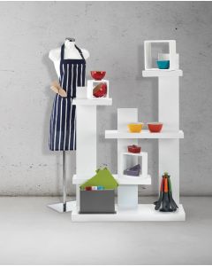 Etasje Display - 5 etasjer. Hvit, B100 x D34 x H143,5 cm