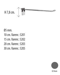 Euro-krog Ø 5 mm. - dobbeltkrok t/ rillepanel - krom. Velg længde