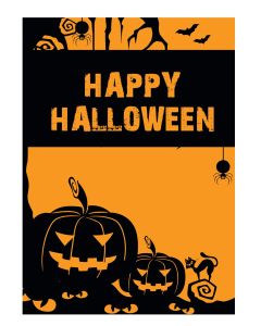 Plakat. Halloween, orange med sort tryk, 50 x 70 cm