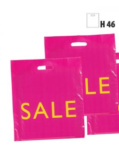 Plastposer, Pink m/ Gul tryk. SALE - 100 stk.
