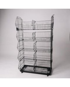 Stabelkurv med 5 kurve og hjul. 81 x 43 x  H160 cm