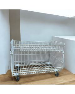 Stabelkurv, komplet, med 1 kurv og topkurv, inkl. hjul, hvit, 85 x 60 x H63 cm