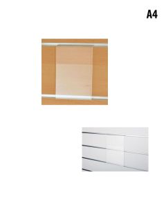 Skilteholder A4, høyformatt. PET, t/ rillepanel