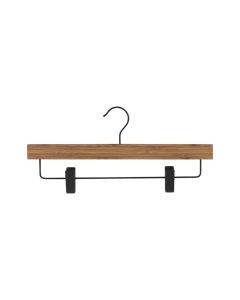 Bambus buksehenger, massiv, med klemmer, natur, sort krok, 36 cm.