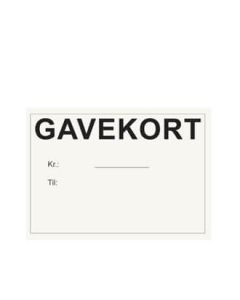 Gavekort, hvit, 100 stk., 88 x 62 mm
