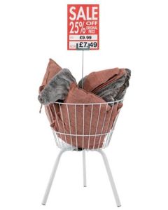 Rund kurv - hvit. Ø54 cm, H70 cm