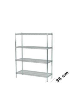 Reol - TUBO (B 122 x D 36 x H160 cm.) - Krom. 4 hylle