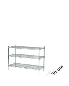 Reol - TUBO (B 122 x D 36 x H90 cm.) - Krom. 3 hylle.