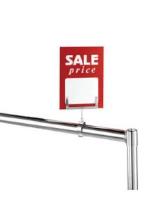 Skiltholder, til ovale rør, med clips, krom, B11 cm