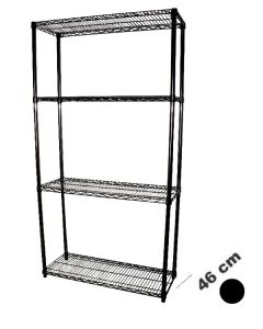 Reol - TUBO (B 122 x D 46 x H 220 cm.) - Sort. 4 hylle