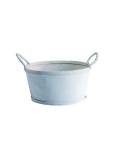 Rund trekurv, med 2 dekorative håndtak, hvit, Ø23 cm, H12 cm