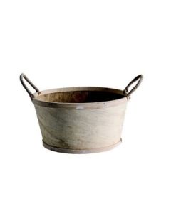 Rund trekurv, med 2 dekorative håndtak, natur, Ø23 cm, H12 cm