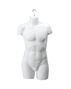 Hængetorso, herre, med front og krok, hvit, H86 cm