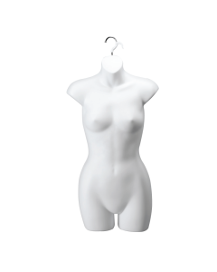 Hængetorso, dame, med front og krok, hvit, H78 cm