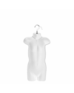 Hængetorso, barn, med front og krok, hvit, H54 cm