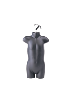 Hængetorso, barn, med front og krok, sort, H54 cm