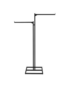 Tøjstativ. 2-armet gulvstativ, sort, m/2 lige arme, 50 cm sorte. H130-200. Fod 50x35 cm.