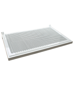 Hylle m/ metallhulplade (59,5 x 37 cm.) - hvit, t/ rillepanel