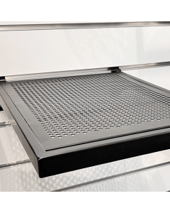 Hylle m/ metallhulplade (29,5 x 37 cm.) - sort, t/ rillepanel