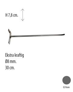 Varekrok 30 cm Ekstra kraftig. Krom, t/ rillepanel