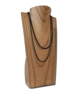 Halskjede display, tre, natur, H30 cm