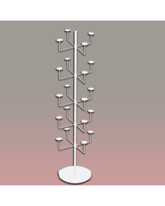 Hattestativ med 20 hatteholdere - hvit. Ø49 cm, H168 cm