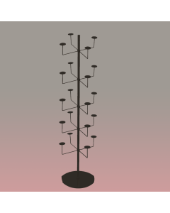 Hattestativ med 20 hatteholdere - sort. Ø49 cm, H168 cm