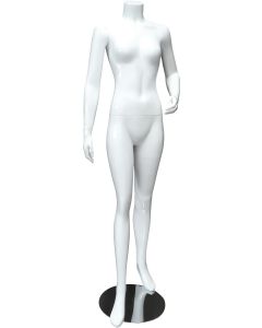 Family damemannekeng. Hvit high gloss uden hoved. Rund metalfot. Model A