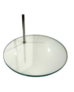 fotplate med fotspyd til Barnemannekeng, glas. Ø30.