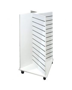 Gondol med rillepanel. 10 cm. Rilleafstand. X-model i hvit højglans. 60 x 60 x H131.5 inkl. hjul
