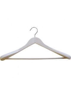 Trehenger, massiv, vinklet, voksen, ekstra kraftig, med skrisikker buksestang, blank hvit, 13/50 mm tykk, 45 cm, pakket med 34 stk