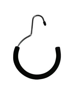 Tørklædering, H20 cm. Ø 12 cm med sort skumgummi, krom.