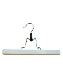 Buksekleshenger m/ klype, flat, blank hvit, krok i krom, 25 cm.