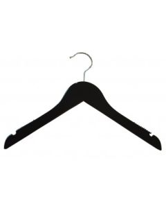 Trehenger, massiv, flat, junior, med gummi og hakk, uten stang, matt sort, 32 cm