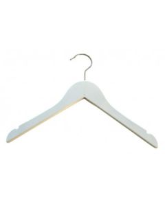 Trehenger, massiv, flat, junior, med gummi og hakk, uten stang, matt hvit, 32 cm