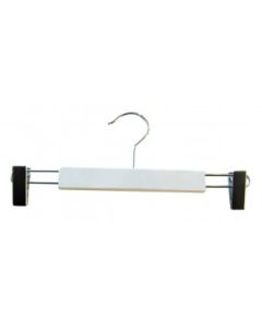 Buksekleshenger m/ klyper, matt hvit med krom krok, 30 cm