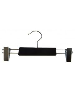 Buksekleshenger m/ klyper, blank sort med krom krok, 25 cm