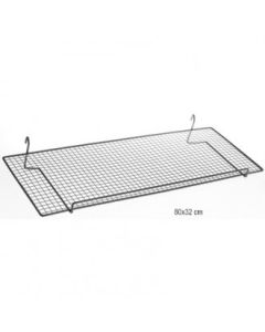 Trådhylle, lige, til gitter, sort hammerlak,  L80 x 32 cm, med forkant