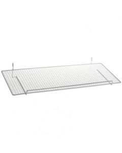 Trådhylle, lige, til gitter, hvit,  L80 x 30 cm, med forkant