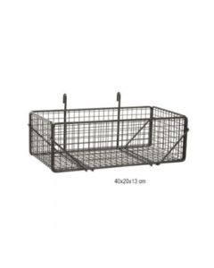 Trådkurv, til gitter, sort hammerlak, L 40 x 20 x H13 cm