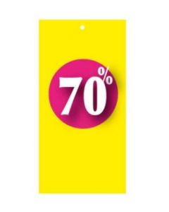 Rabatmerke 70% i etiketform til tekstilpistol