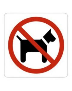 Pictogram Hunde ingen adgang. 11,4 x 11,4 cm.
